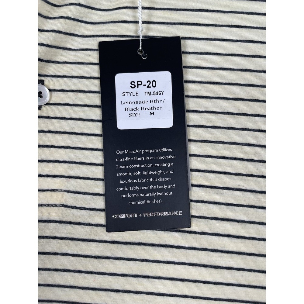 NWT TASC Performance Breathable Golf Polo Shirt Yellow/Black Stripe Sz Medium - Picture 4 of 8